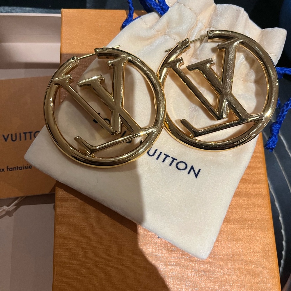 Louis Vuitton Gold Logo Earrings